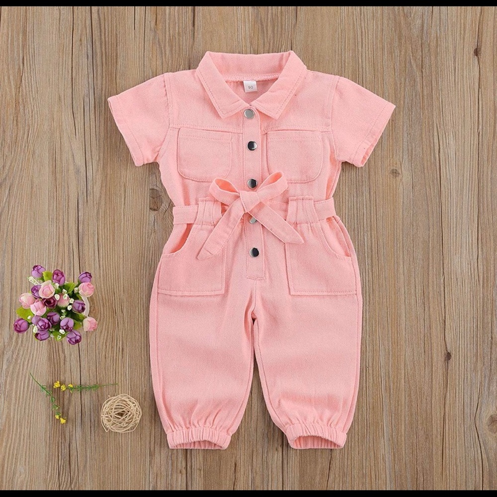 Toddler: Pink Short Sleeve Jumpsuit